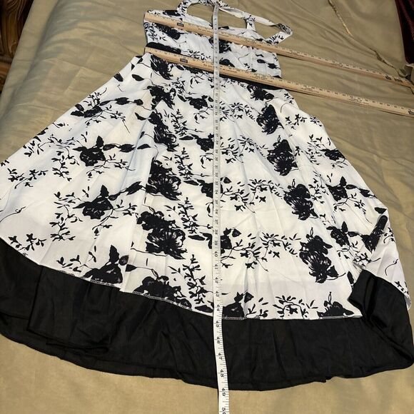 GUI Hua Tia Women Dress XL Straps Fit & Flare Layered Floral Pattern Below Knee - Picture 7 of 9